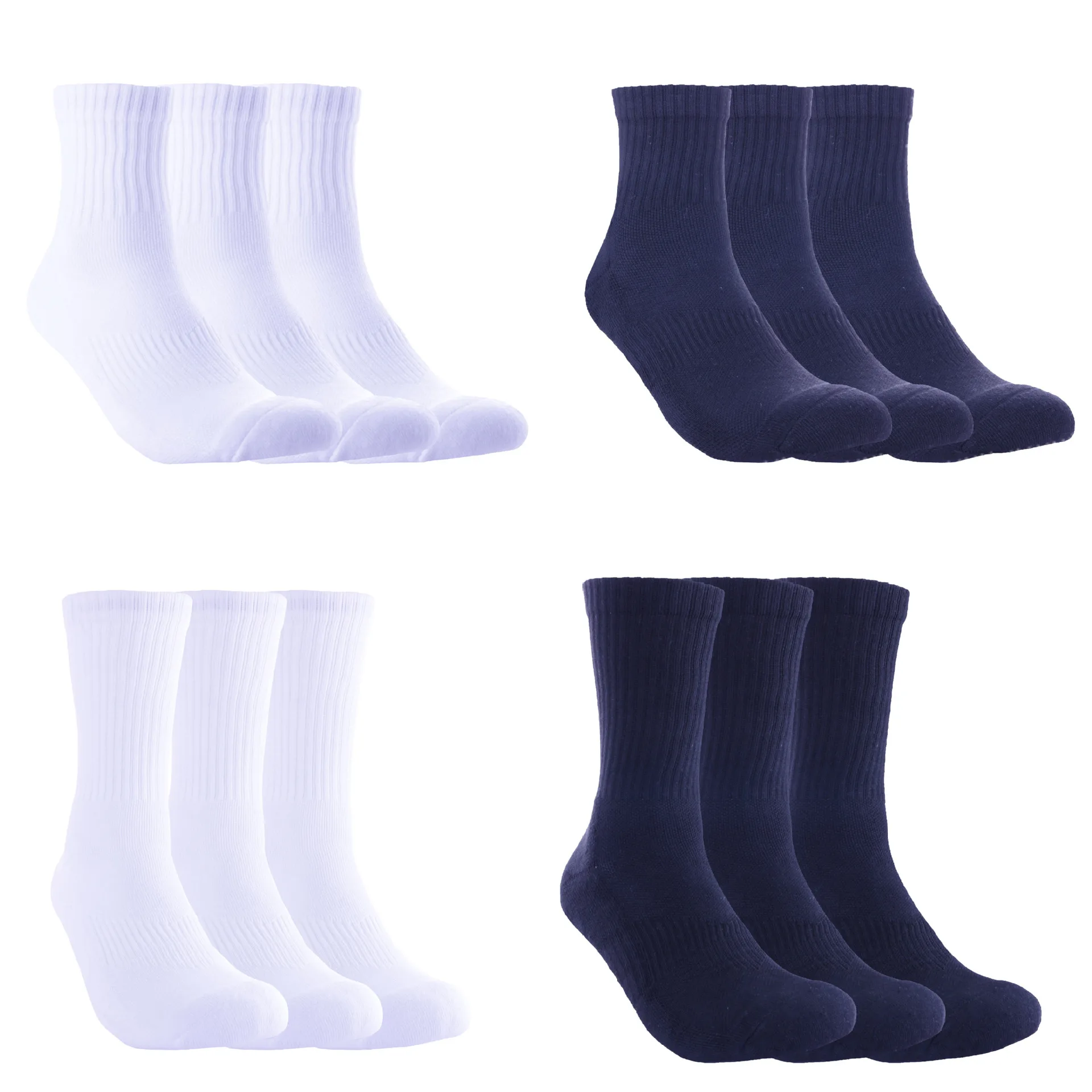 Multi-size Pure White Towel Bottom Sports Socks Cotton Unisex Students Mid-calf High Top Thicker Running Basketball Socks