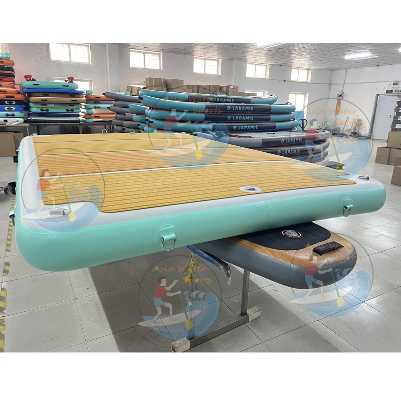 Non slip teak EVA dock floats inflatable water play swimming yacht boating island equipment floating dock platform