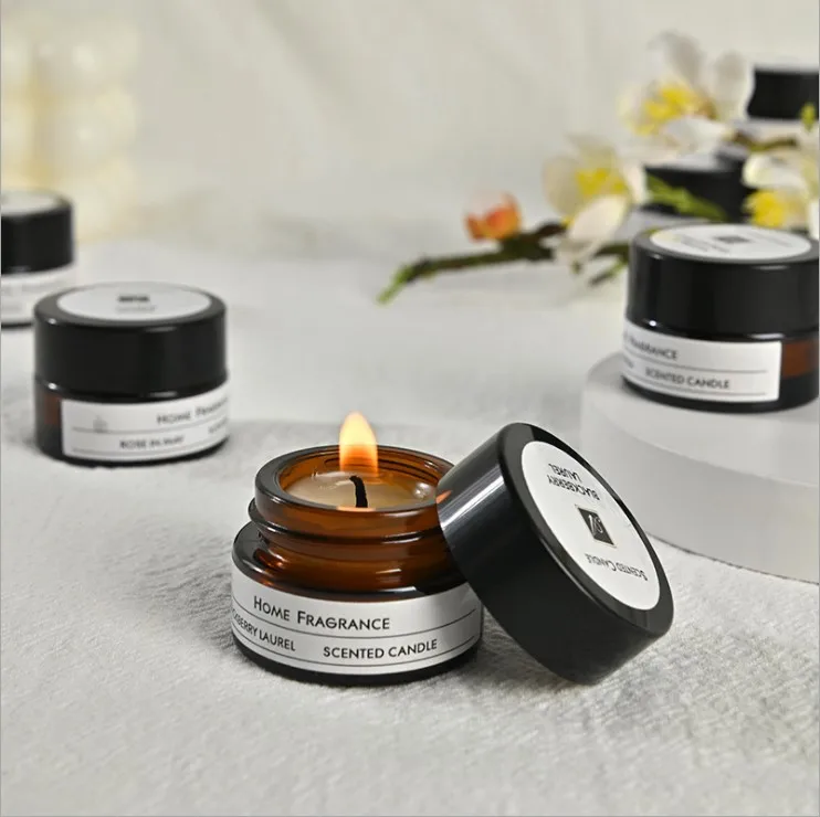 Custom Embossed Candle Jars 250ml Amber Candle Holder Matte White Black Colored Container Glass Candle Jar