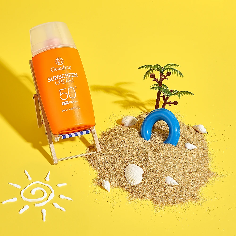 Солнцезащитный крем Guanjing с гиалуроновой кислотой для лица spf50 Па +++ мгновенное образование пленки против старения кожи солнцезащитный