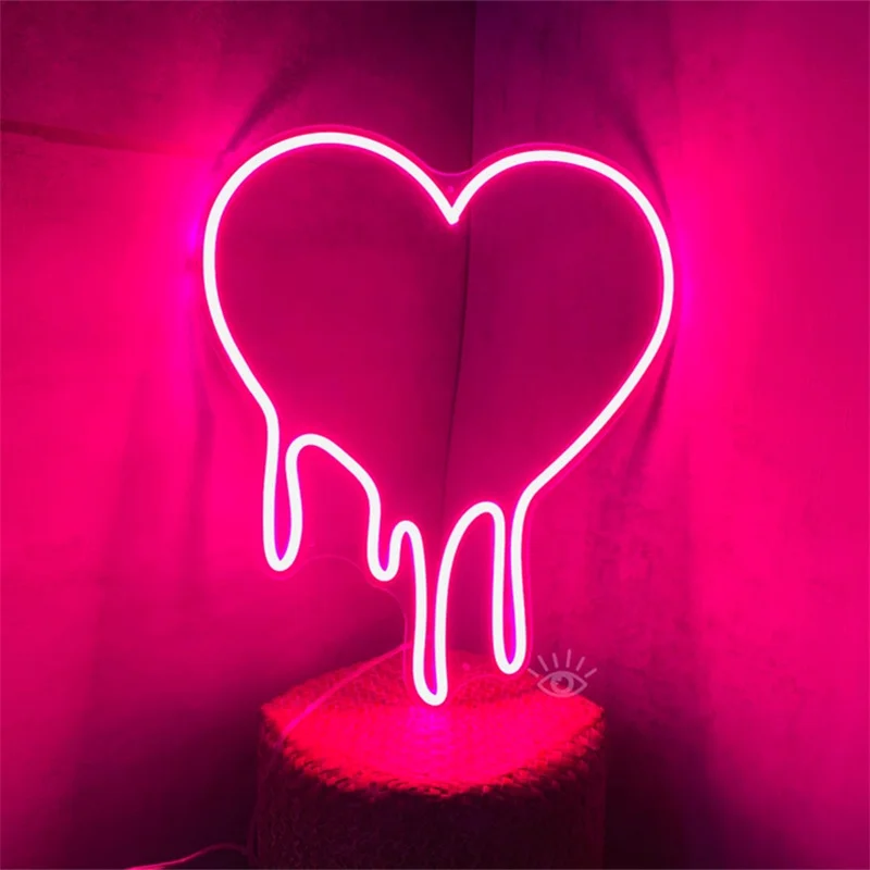 Wholesale Battery Power Neon Sign Drop Shipping Manufacture flex led neon lamp Burning love heart Neon Sign