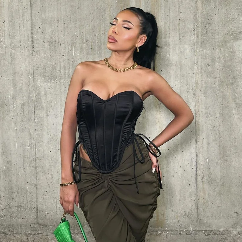 2023 New Stylish Summer Boob Tube Top Women Backless Sexy Corselet Tank Tops Lady Vintage Underbust Corset