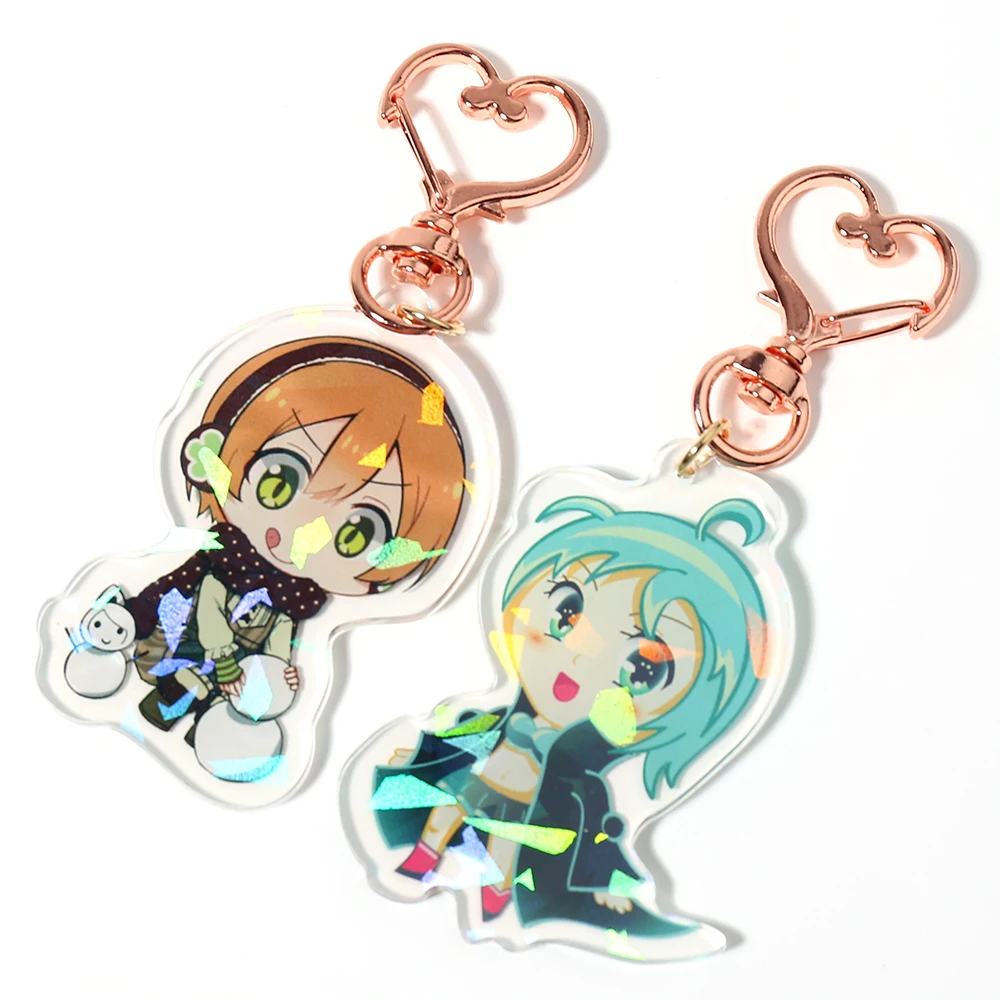 
Wholesale Custom holographic Plastic Charms Promotional Gift Creative Customized Personalized Anime printed Acrylic Keychains 