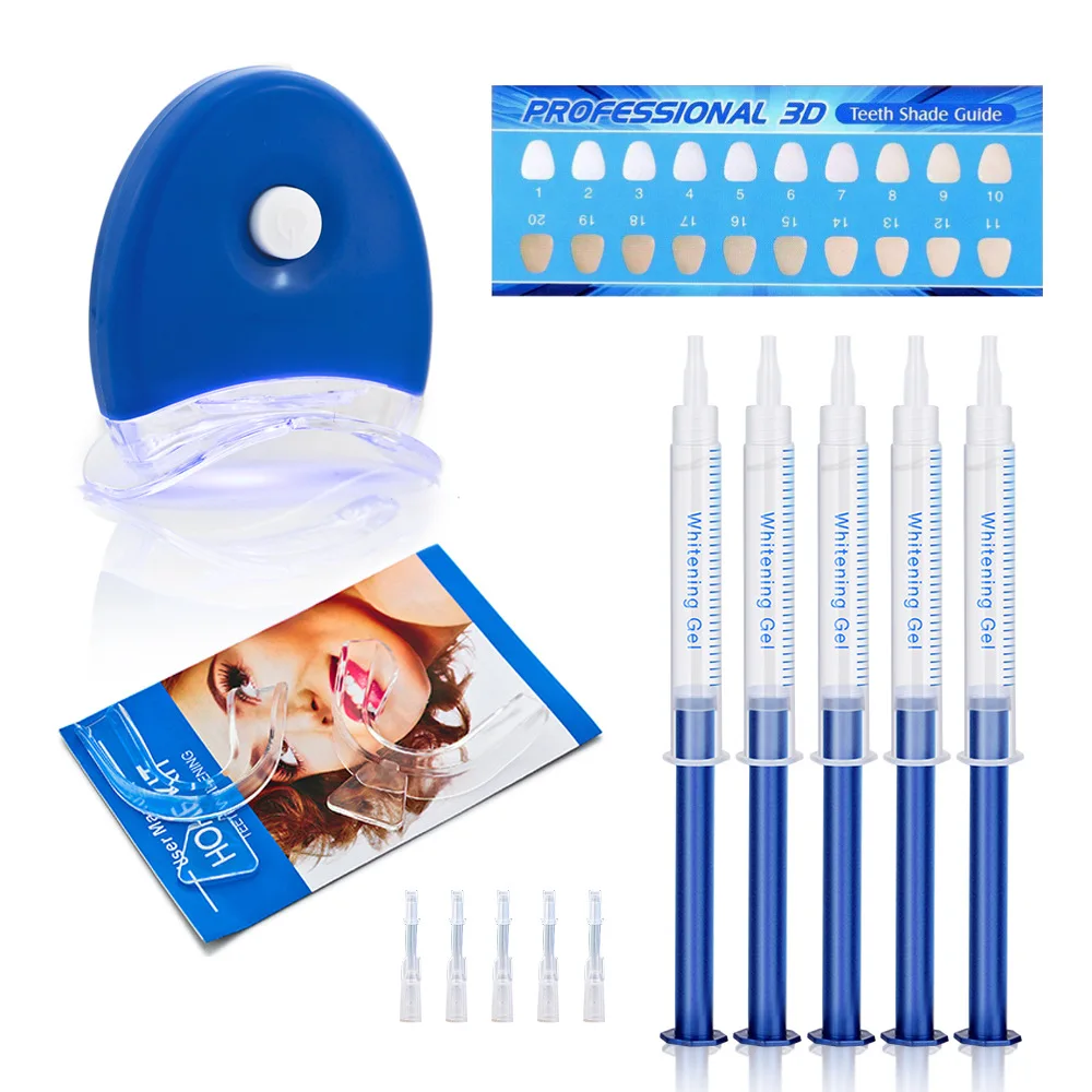Portable mini smile professional cold led light teeth whitening gel light kit 3ml home tooth peroxide teeth bleaching system
