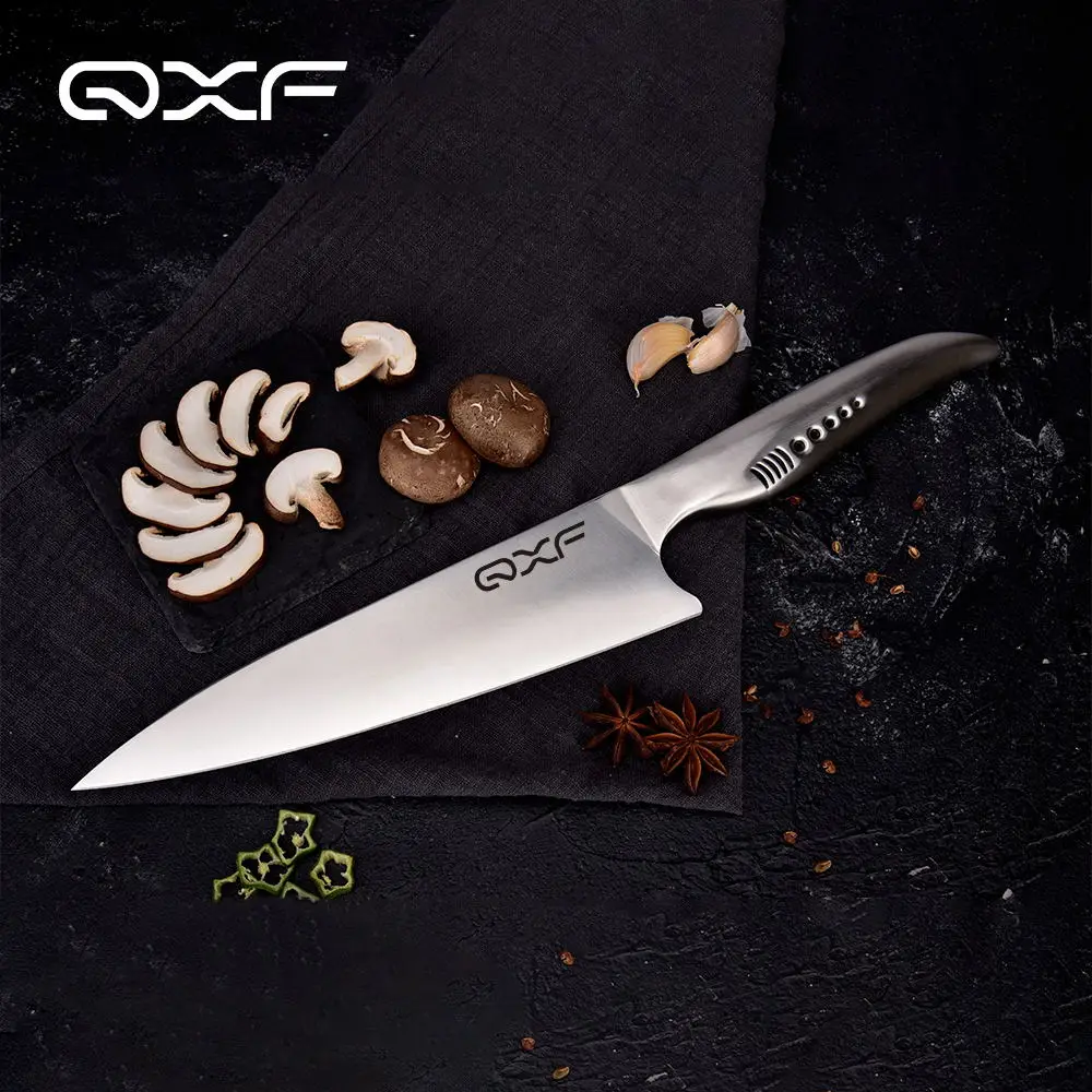 QXF RTS Shar k Series 8 Inch Stainless Steel Hollow Handle Chef Knives with Design Patent