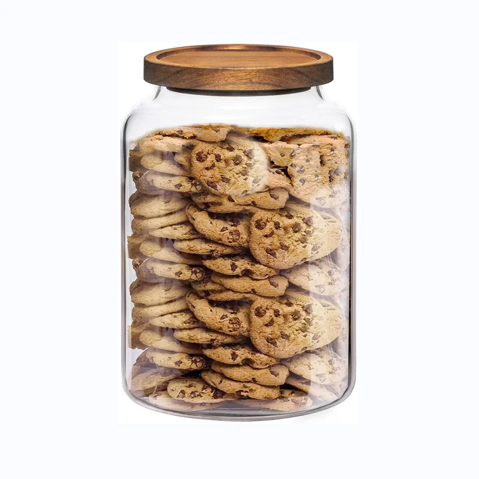 Borosilicate Large Food Glass Pasta Spaghetti Storage Jar Canister Container With Airtight Wooden Acacia Lid