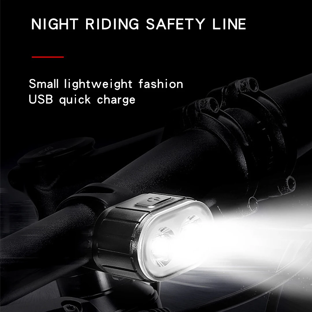 USB Rechargeable Bicycle Headlight Waterproof Bike Front Light Night Riding Safety Warning Light