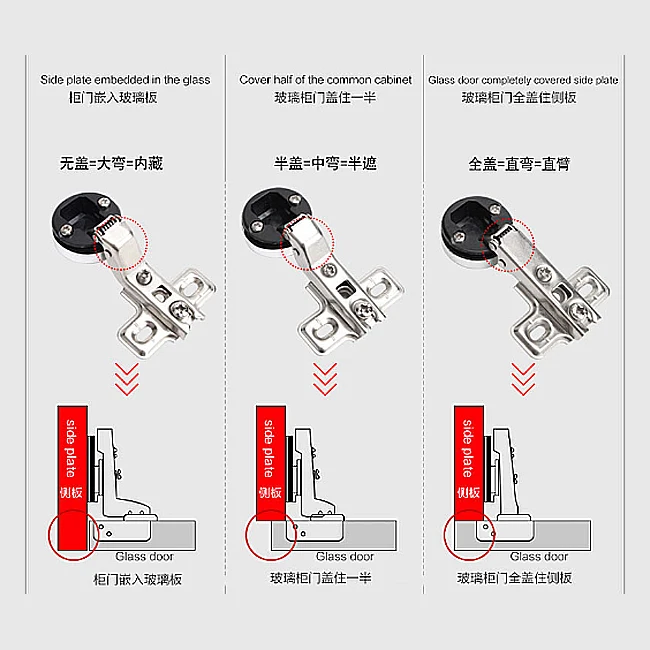 American short arm hinge cabinet door damping buffer hydraulic narrow side plate stainless steel hinge