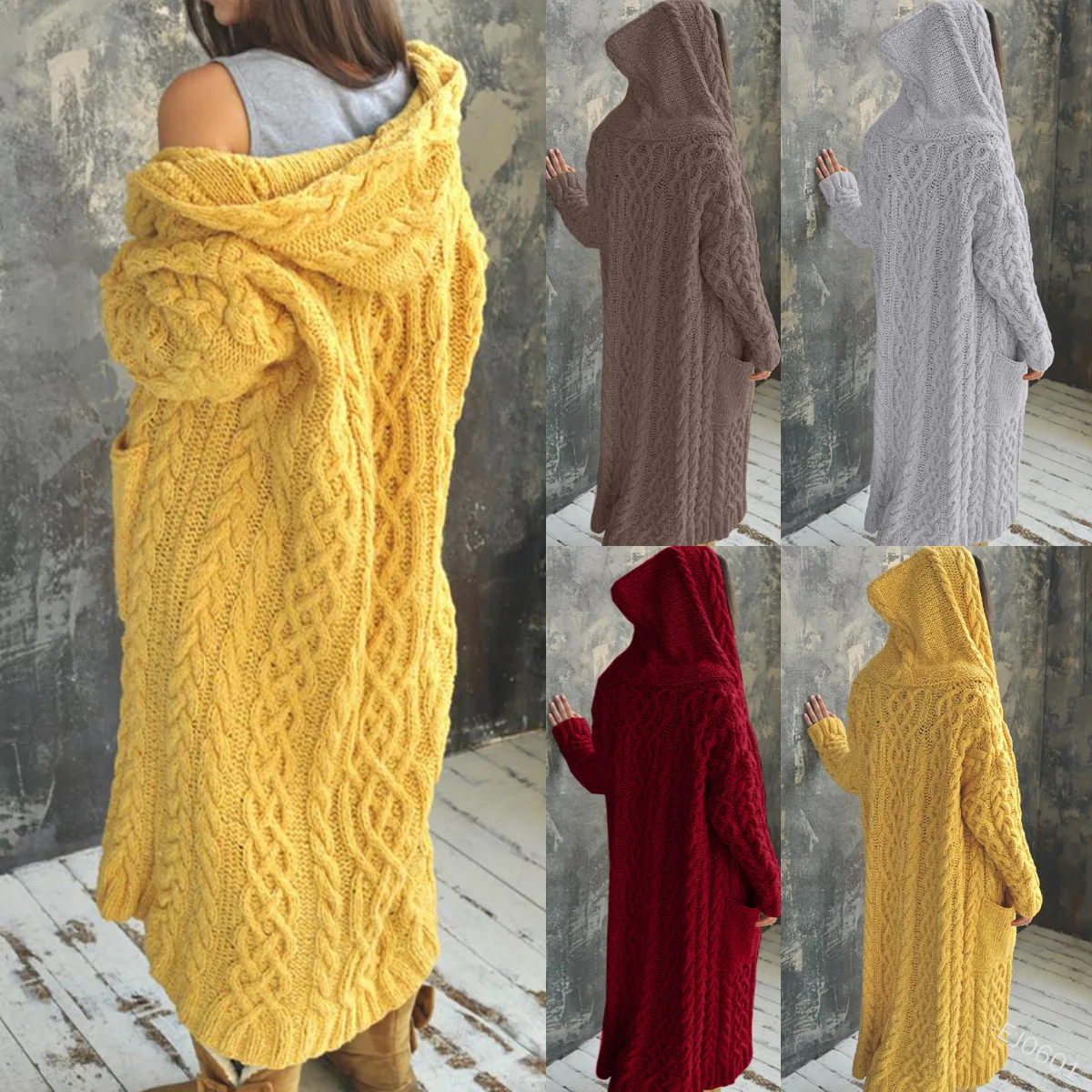 Best thicken Casual 5xl Plus Size sweater cardigan autumn long sleeve Solid color Hoodie long coat women Knitting cardigan