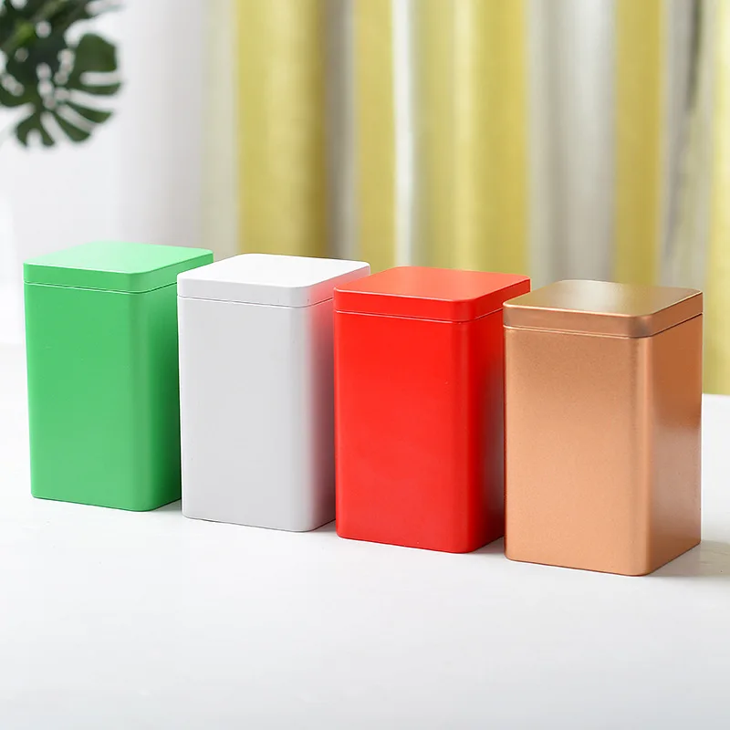 Luxury Airtight 95mm Food Grade Canister Airtight Coffee Bean Storage Square Tea Tin