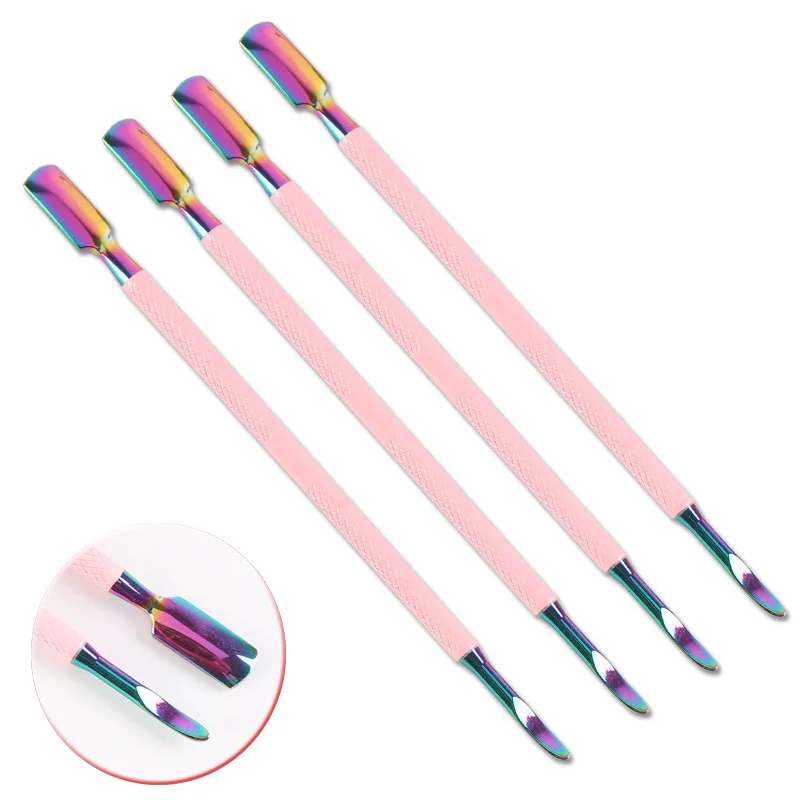 Nail Pusher pink Nail Cuticle Pusher Remover High Quality Stainless