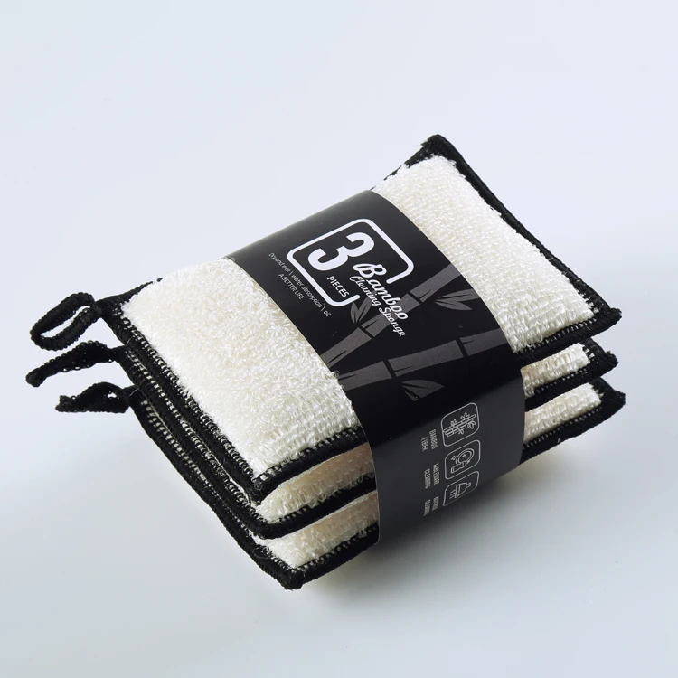 Multi-Purpose Kitchen Dish Washing Bamboo Fiber Sponge Cleaning Cloth In Bulk