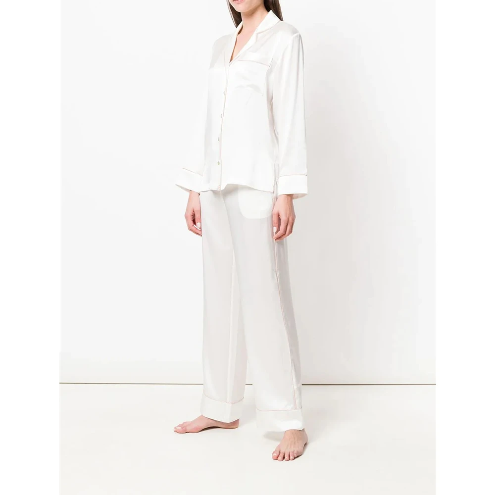 Factory Direct 100% Silk Casual Dresses Floral Satin Silk Luxury Nightwear White Silk Pajamas For Women