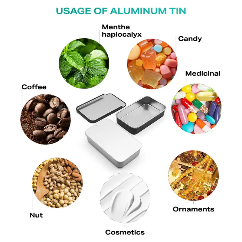 50ml 80ml 120ml 150ml metal packaging container jar for sweet custom logo rectangle packing tins boxes for candy