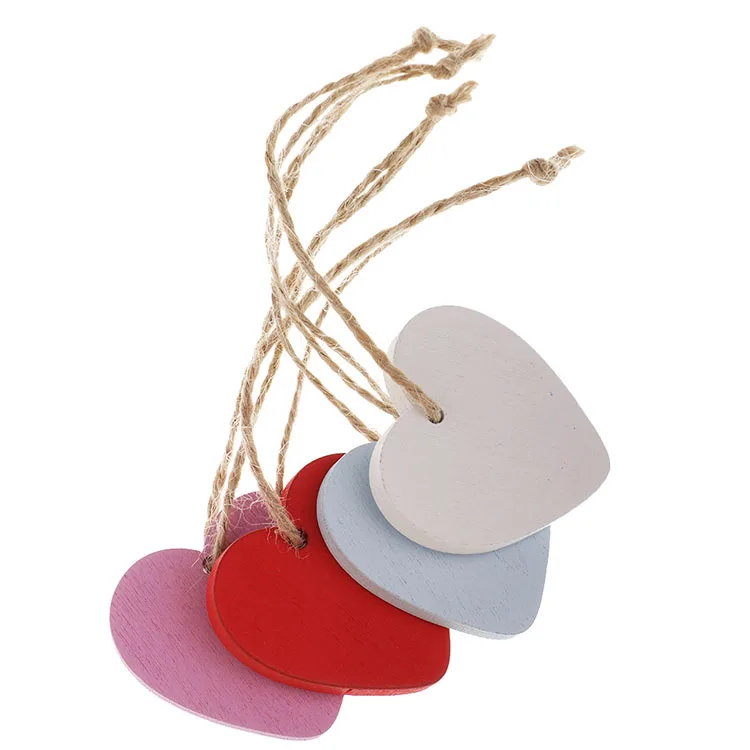 Simple Painted Small Wood Heart Message Gift Tags Signs Hanging Crafts