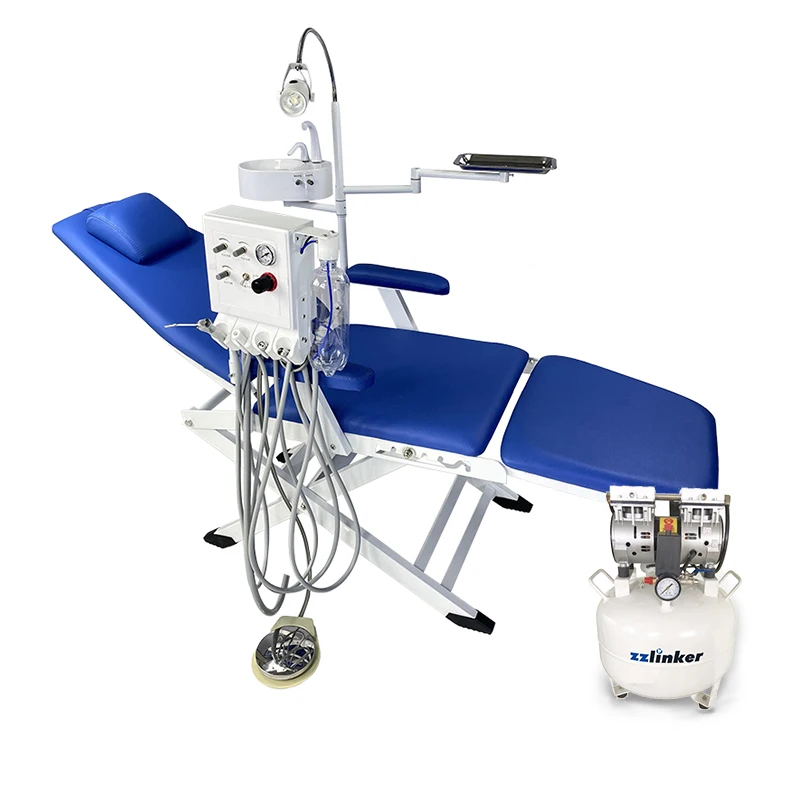 Customizable Safety Foldable Portable Dental Chair Unit with Spittoon Lamp and Tray Wall Mounted Turbine