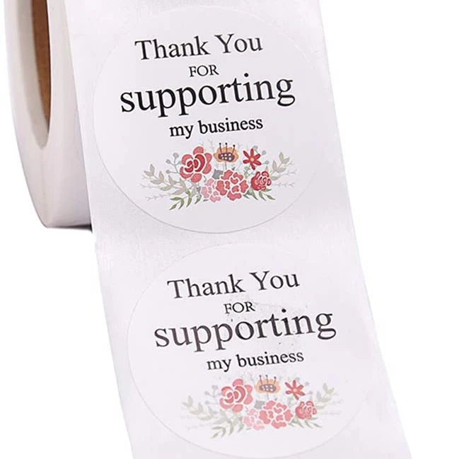 Customized Size Waterproof Thank U Stickers 500pcs Large Thank You Stickers