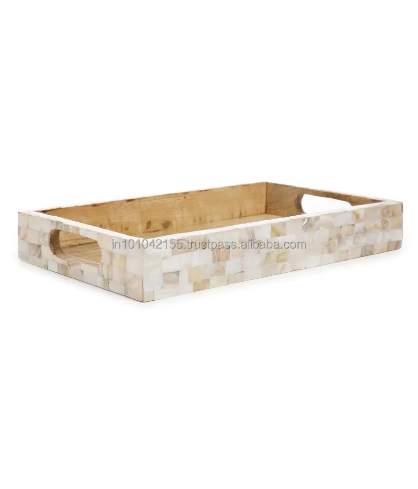 New Arrivals Mother Of Pearl Serving Tray Mop Craft Handmade Tray For Tableware Dishes Serving Tray