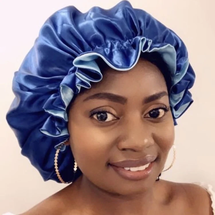 adjustable satin bonnets high quality double layer silk hair bonnet woman fashion reversible bonnets sleeping cap women satin