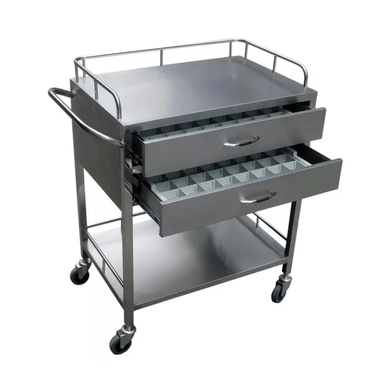 Hospital Surgical Stainless Steel Instrument Trolley Medical Cart Supplies Hospital Emergency Trolley in Good Price