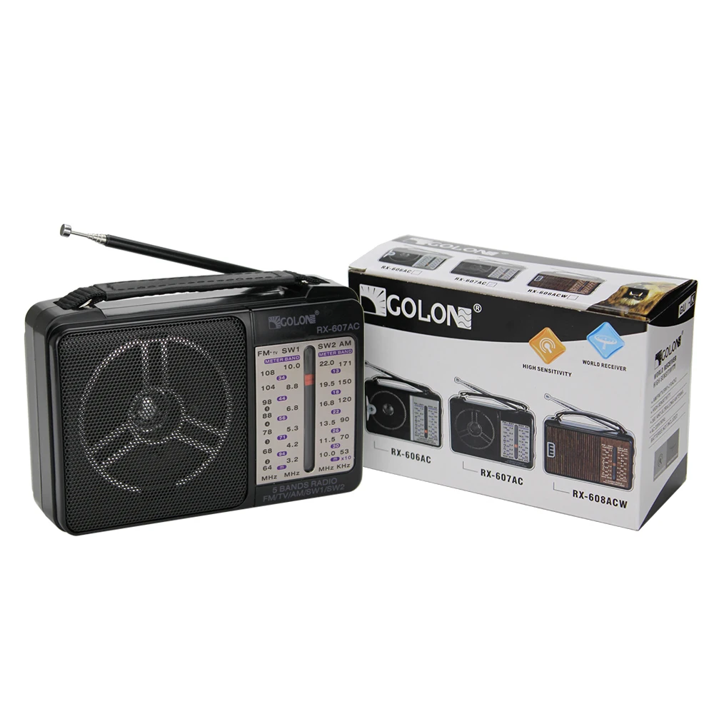 original Golon 607AC radio am fm sw 4 band portable multi band radio receiver with AC 220V plug Classical AC DC pure radio