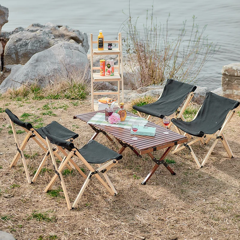 modern camping outdoor foldable solid wooden garden chairs nordic garden wood chair durable folding camping picnic wood chairs
