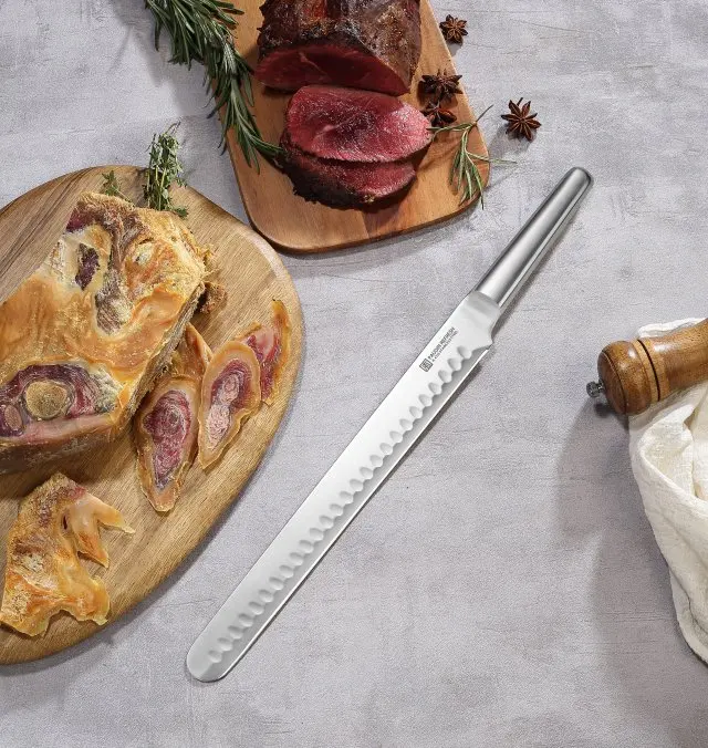 12' Fillet Knife Ultra Sharp 5Cr15MOV Steel With Hollow Handle Slicing Ham Knife Kitchen Knife