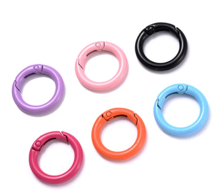 Alloy Carabiner Keychain in 25mm 35mm 40mm Sizes Cheap Color Spring Coil Key Chain Ring Clips round Circular Spring Buckle