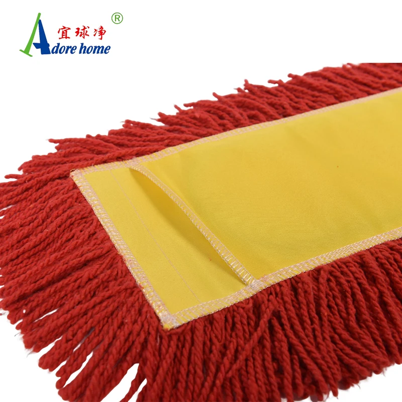 Good quality cotton flat floor mop commercial mop head popular in North America area industrial mop red blue green color