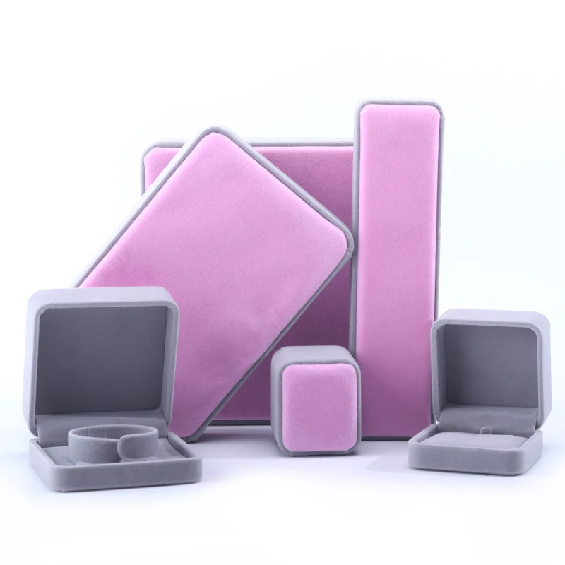 Hanhong custom wholesale necklace stud earrings bracelet jewelry packaging box high-grade velvet ring jewelry box