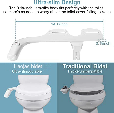Super slim bidet attached to toilet non mechanical retractable nozzle cold bidet attachment for toilet