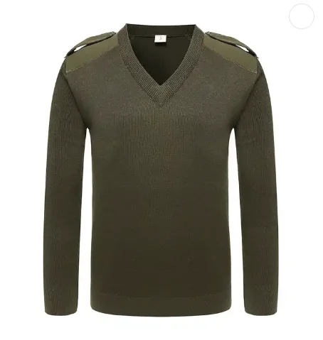 Зеленый длинный V-образным вырезом вышивка шерстяной свитер зимний мужской