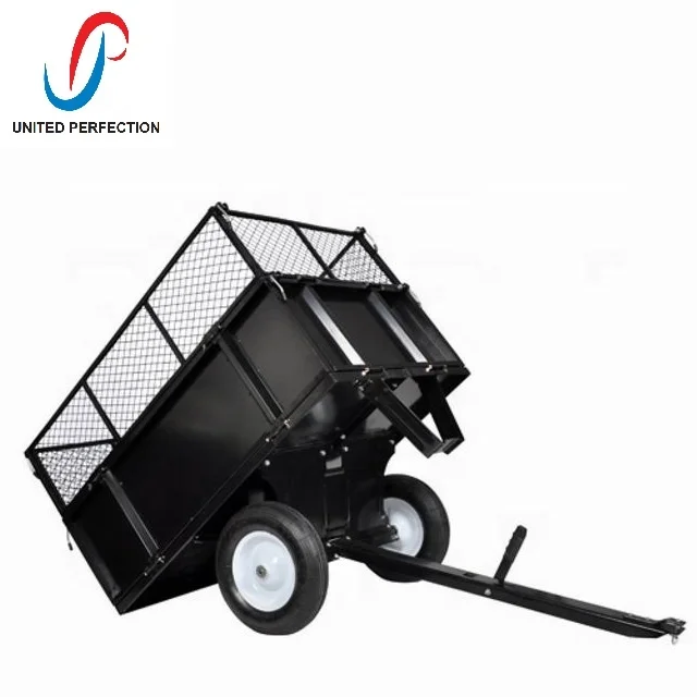 
low MOQ manufacture heavy duty ATV/UTV lawn mower cart garden dumper garden dumping steel trailer for sale 