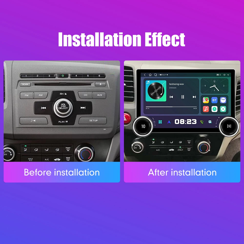 11.8Inch 2Din Android Car Radio For Honda Civic 2012-2015 LHD 2K QLED Screen Car Stereo Car DVD Player Carplay Android Auto