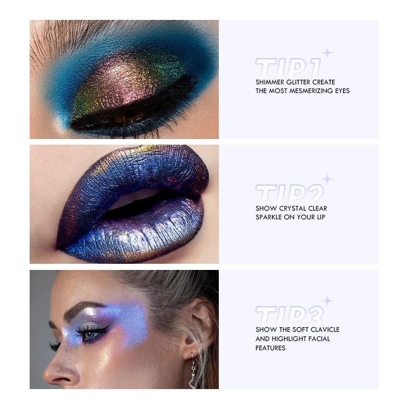 Women Cosmetic OEM Multichrome Duochrome Liquid Eyeshadow 19 Color Shiny Longlasting Chameleon Pigments Aurora Eye Shadow MakeUp