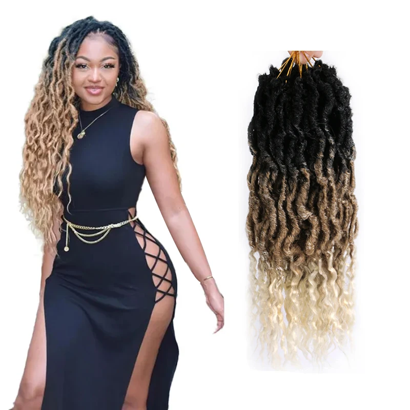 LEILONG искусственные локоны вязаные крючком волосы Queen Locs Ombre коричневые светлые волнистые для черных женщин предварительно зацикленные синтетические дреды