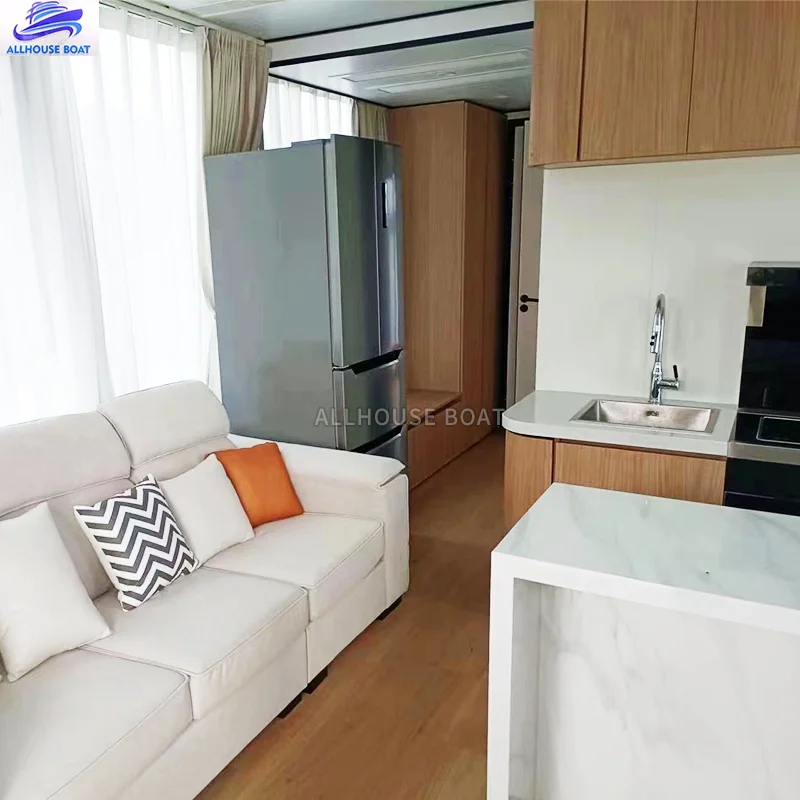 Allhouse Hot Sale Floating Trailerable Houseboats Mini Houseboat Kit Aluminium Hull Aluminum Pontoon House Boats