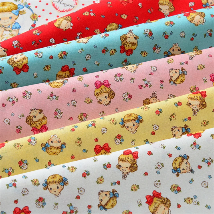 Factory Supplier Muti Color Cartoon Printed Lovely Girl Strawberry Printing 100% Cotton Twill Fabric Pure Cotton Fabric