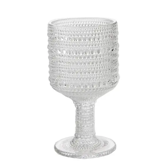 hot sale and popular Embossed hobnail drinking Glass Goblets Vintage Glass Wine Drinking Glasses Cup Vintage Wine Glasses