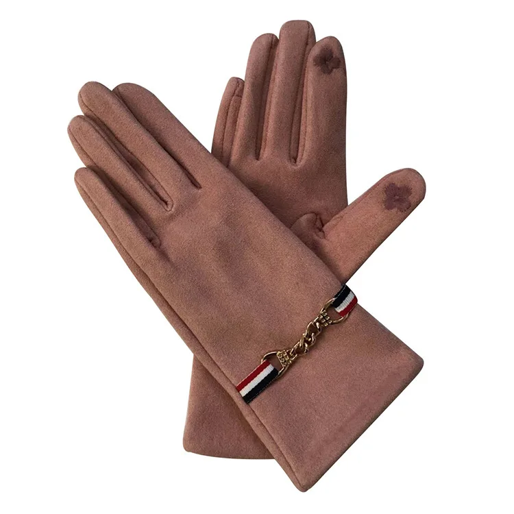 
Suede cold and warm female winter cute Korean sweet touch screen gloves thick winter gloves 