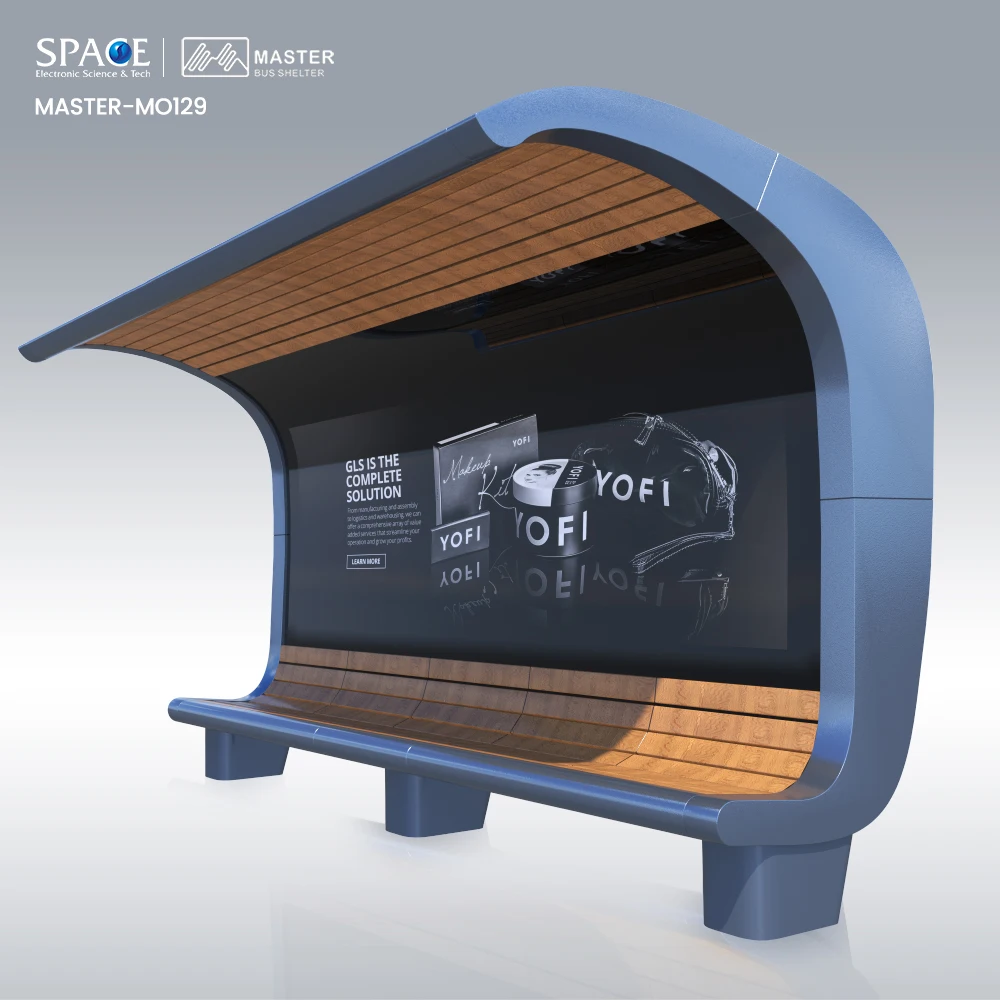 Stylish Square Aluminum Bus Shelter with Open Design and Advertising Lightbox for Enhancing Bus Stop