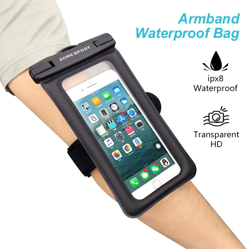 Hot-Selling TPU  Water Proof Mobile Phone Pouch Case Running Armband Waterproof Phone Bag with Lanyard