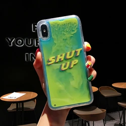 Luxury Luminous Neon Sand Liquid Case for iPhone 11pro max, Quicksand Glitter Cell Phone Case for iPhone X  6 7 8 plus
