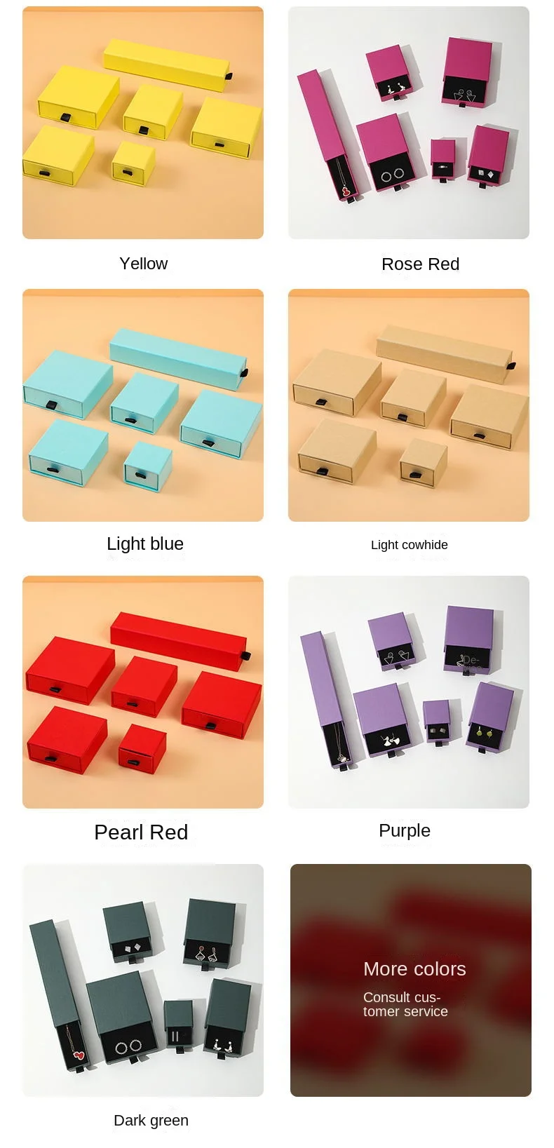 Kraft Paper Drawer Jewelry Packaging Box Greeting Card Necklace Bracelet Gift Package Case Boxes Custom With Logo