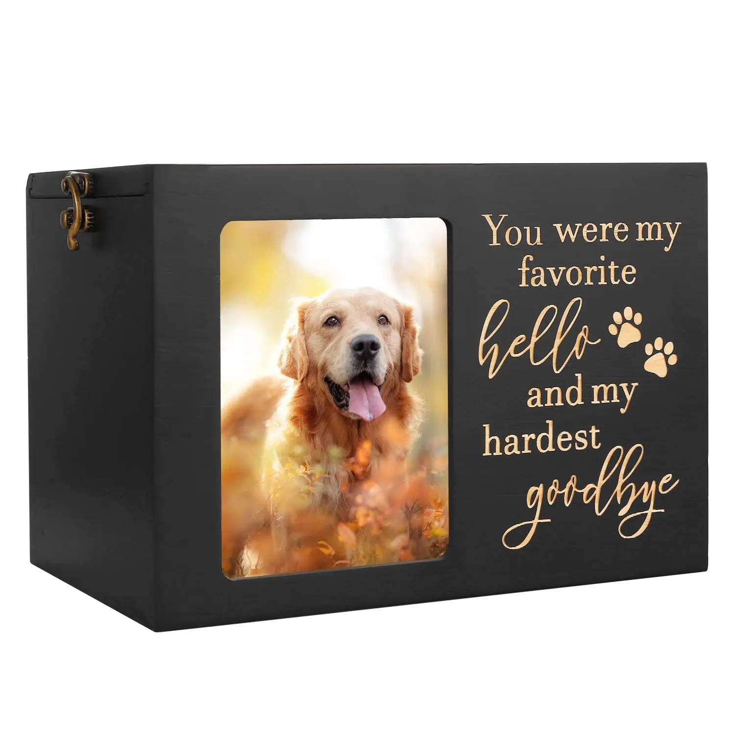 Pet Memorial Remembrance Wooden Funeral Cremation Urns With Photo Frame Wooden Pet Urns For Ashes