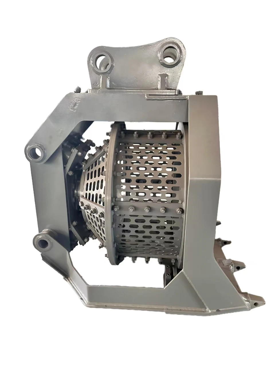 Customized Carbon Steel Grey Rotary Screening Sieve Bucket for 5Tons 6 Tons Excavator Convenient Rock Screening