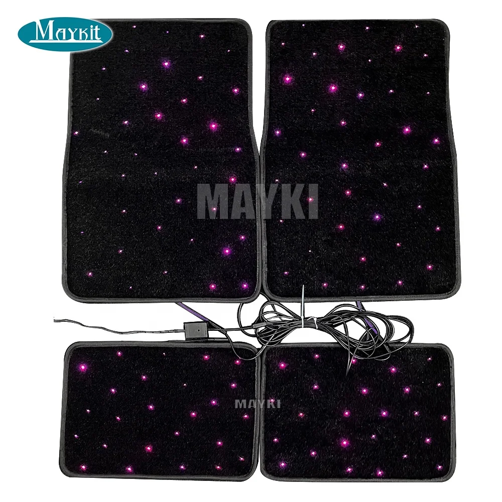 APP controlled colorful fiber optic car starlight mat waterproof DIY Fiber Optic interior Star Carpet Car floor Mat