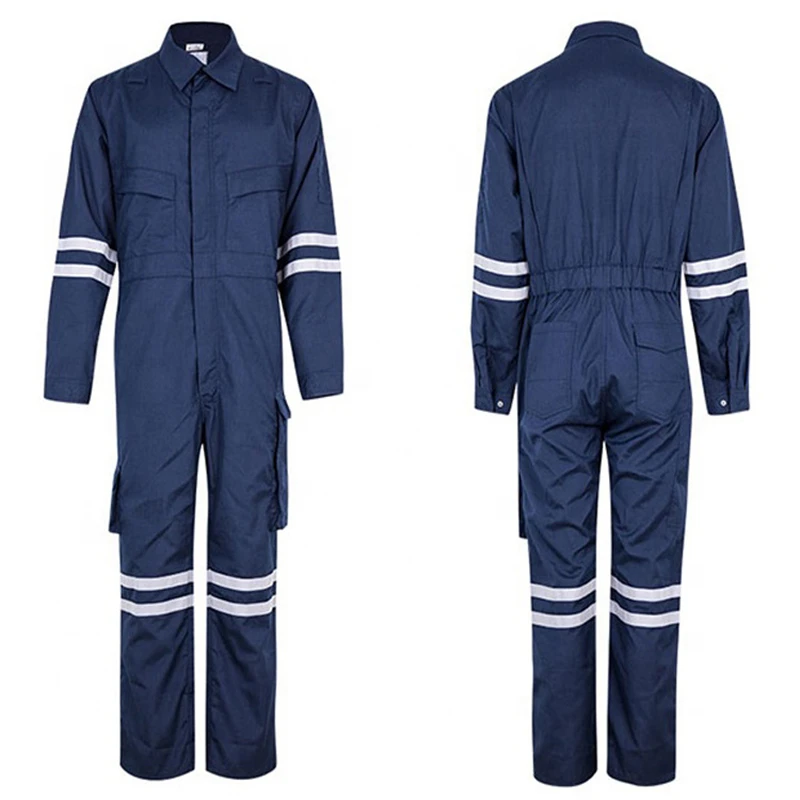 OEM Design High Visibility 100 Cotton Twill Fire Retardant Road Safety Suit One Piece Security Hi Vis Workwear Work Overalls