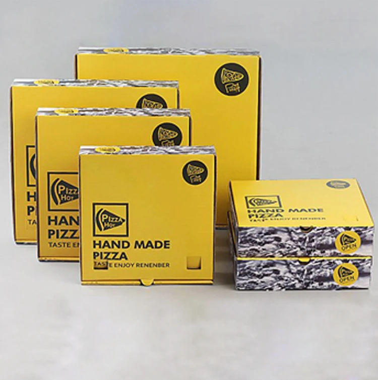 wholesale cheap custom 4C Offset Printing 6E flute die cut corrugated pizza box for take away