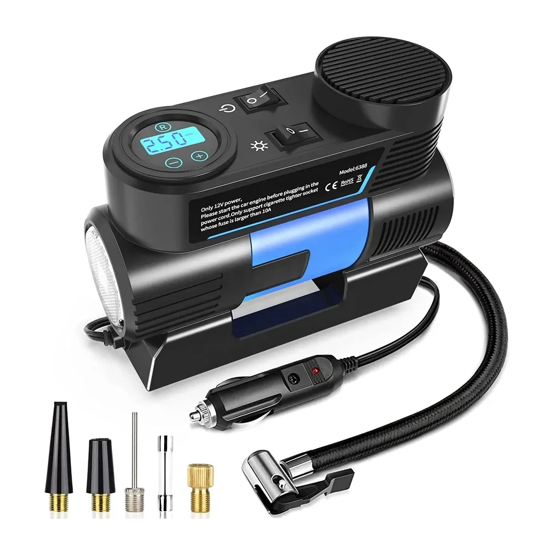 Auto-Shut Off 150PSI 12V DC Portable Air Compressor Tire Inflator with Digital Pressure Gauge for Car Tires Motorcycle Bike